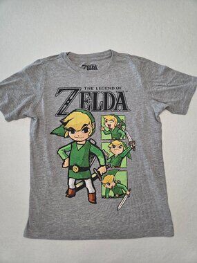 The Legend of Zelda Kids Retro Short Sleeve T-Shirt Gray Youth Size 14
